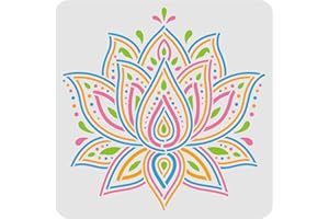 FINGERINSPIRE Plantillas de loto de mandala plantilla de decoración de 30x30cm Plantillas de pintura de loto grandes Plantillas cuadradas reutilizables para pintar en madera, piso, pared y azulejos
