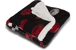 hermet A.C.Milan, Coperta Plaid Pile Sherpa Agnellato, 130x160, Invernale, Doppio Strato, Letto Divano, Morbida Calda, Prodotto Ufficiale