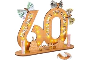 Alftek Geldgeschenke Geburtstag, Geschenkideen 60 Geburtstag Mann/Frau, Wooden Sign Guest Book Birthday, Holzschild Gästebuch Mit Halter Und Kerzenhalter Dekoration Geburtstagsgeschenk