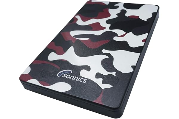 Sonnics 500GB Type C USB 3.1 Externes Portable Durs Disques pour Fenêtres PC, Mac, Smart TV, Xbox One/Série X & PS4 /PS5, Rouge Camo