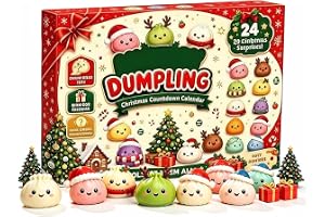 Squishy Jul adventskalender 2026, julkalender nedräkning med klämleksak, 24 dagars dumpling squishy adventskalender överraskning fidget leksak gåvor (stil C)