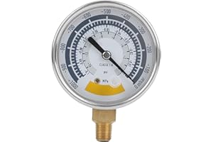 AYNEFY Medidor de Presi¨®n de Vac¨ªo, Medidor de Aire Preciso de Acero Inoxidable, Conexi¨®n de 0-14 Psi NPT1/8 Pulgadas, Herramientas de Medici¨®n de Gas y Aceite de Agua Industrial para
