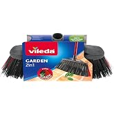 Vileda Garden 2-in-1 Outdoor Brush, Assorted Colours | 2-in-1 Fibers | Yellow &amp; Red Bristles | Recycled Materials | Ideal for