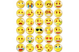 AUAUY Magnetiska Emojis - 30 st 3D-Glas Kylskåpsmagneter, Roliga och Söta Emoji-Magneter för Whiteboard, Kylskåp, Kontor och Kök