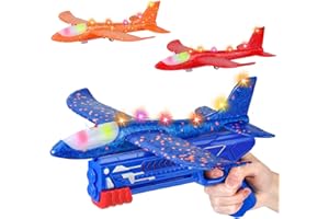 Winstico Boys Toys Age 4 5 6 7 8 9 Year Old Boy Gifts, Airplane Launcher Toy with 3 Pack Foam Glider Planes, Outdoor Garden Toys Birthday Present Gift for Kids Age 3 4 5 6 7 8 9 Year Old Boys