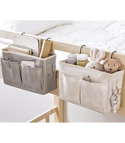 Lot De 3 Paniers Suspendus Pour Chevet - Rangement Pratique Lit, Bureau, Dortoir - Blanc