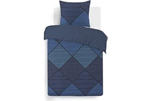 Vision - Komplet pościeli Harold Blue - poszwa na kołdrę 140x200cm z 1 pasującą poszewką 65x65cm - 100% Bawełna