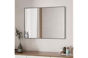 ‎BOROMAL Boromal Spiegel Schwarz 50x70cm Spiegel Rechteckig Metallrahmen Badezimmerspiegel Schwarz Badspiegel Schwarz Wandspiegel Schwarz für Badezimmer, Waschräume, Schlafzimmer