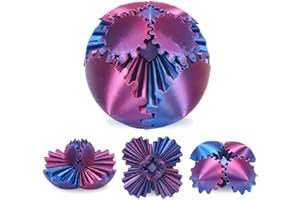 AUGESAK Gear Ball 3D Stampato Palla Antistress per Bambini e Adulti,Spin Ball Fidget Toys,Palla Ingranaggio Rotante Colorata 3D,Regalo per Bambini,Alleviare Stress Ufficio (Blu-Viola,Diametro: 6,5 cm)