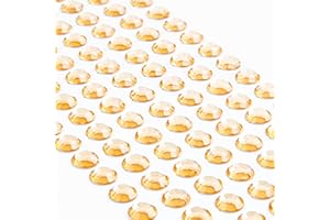 Movoja Goldene Strasssteine - runde Glitzersteine 147 Stück 10 mm selbstklebend zum Verzieren und Basteln | Schmucksteine zum aufkleben | Steinchen Dekosteine Bastelsteine Gold