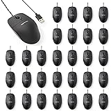 Amazon Basics - Mouse USB a 3 pulsanti con cavo (Nero), confezione da 30