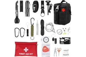 QLOUNI 69 PCS 30 in 1 Survival Kit Professional Outdoor Home Emergency Kit Outdoor Equipment Survival Equipment for Camping, Bush, Hiking, Hunting, Adventure