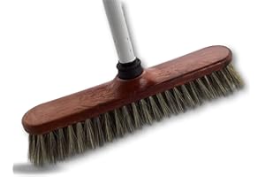 Lot de 3 balais de ménage Droits | Monture Composite Apparence Bois Verni | Soie Grise 40 mm | LG 30 cm | Douille vissante | Manche métal gainé 1,20 m Couleur Selon arrivage | Kibros 211010M2x3