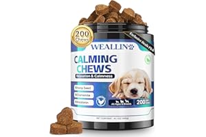 WEALLIN Snack Calmante per Cani, 200 unità Naturale Bocconcini Calmanti per Cani, Supporta Separazione, Abbaio, Viaggio, Fuochi d'Artificio, Aggressività, per Tutte Le Razze e Taglie, Sapore Pollo