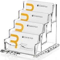 2 Porte-Cartes De Visite Acrylique Transparent - 4 Compartiments - Organisation Bureau
