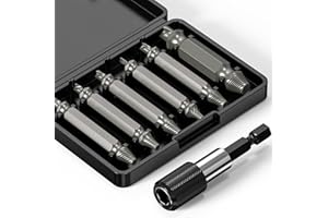 Schraubenausdreher 6 Stück mit magnetischem Bithalter, Ancable Beschädigte Schraube Entferner Extraktor Set, Gute Idee zum Entfernen leicht beschädigter Schrauben (6Schraubenausdreher+adapter)