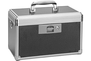 GODLONSEN Lockable Medicine Box, 13.4''x 7.6''x 8.2'', Medication Lock Box with Key, First Aid Safe Medication Storage Box for Home Outdoor School Hospital, Black, Large