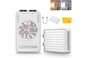 Godox Litemons C30Bi LED Light Panel, Bi-Color Portable on Camera Light 2800K-6500K Continuous Light with Battery, LED Photography Light for Shooting Video and Live Streaming