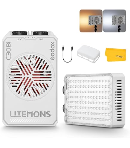 Godox Litemons C30R Pannello LED RGB 30W – CCT 1800K-10000K, CRI 96+, TLCI 97+, Controllo APP NFC, Batteria Integrata, Ricarica Type-C, Compatto