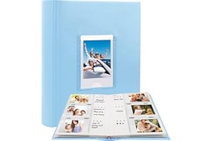 NISELITY 180 pochettes 2x3 avec espace d'écriture pour Instax Mini 12 11 40 9 7+ Evo Liplay Camera,Album photo pour Fujifilm Instax Mini Camera, Album photo Instax avec zones de mémo (Bleu)