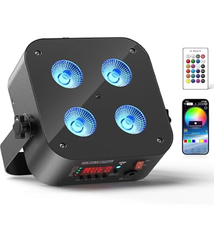 Projecteur LED RGBW Rechargeable ZonQoonz - 12 LEDs, 5500mAh - Pour Fêtes, Mariages, DJ - Avec Télécommande