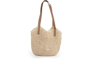 LUI SUI Women Straw Shoulder Bag Straw Bags Weave Handmade Handle Tote Bag Summer Beach Straw Handbags Bohemian Crossbody Bag Purses