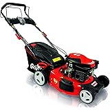 Grizzly Benzin Rasenmäher BRM 46 - Elektrostart auf Knopfdruck, Selbstantrieb, 46 cm Schnittbreite, Stahlgehäuse, 4 Takt OHV 