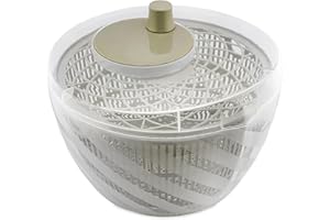 BranQ Home essential GreenSpin, ręczna wirówka do sałaty, warzyw, owoców lub ziół, pojemność kosza 6 l, wykonana z tworzywa sztucznego wolnego od BPA, wymiary: 26 x 26,5 x 17,5 cm