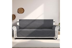 Aolawco Settee Covers 3 Seater, Waterproof Sofa Slipcovers with Adjustable Elastic Straps, 3 Seater Sofa Cover, Non-Slip Sofa Protectors from Pets, Grey