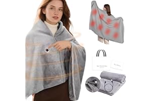 AIRCADIA Kabellose Heizdecke mit 8-Zonen-Heizung, 3 Stufen,1,5 m Verlängerungskabel Kaninchenfell Elektrische Wärmedecke, Waschbar Heizdecke zum Anziehen für Sofa, Büro, Auto, Camping