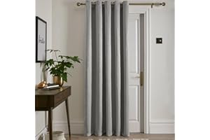 Fusion usion Strata Eyelet Curtain Panel – Silver, Single W66 x L84 (168 x 214cm) – Thermal Insulated Light Grey Curtain for Bedroom, Living Room & Door – Modern Window Drapes – Energy Saving