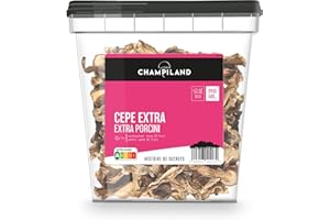 CHAMPILAND - Cèpes Extra Séchés - Champignons Sylvestres Sélectionnés, et Triés à la Main- Saveur Exceptionnelle - Champignons Riches en Protéines et source de fibres - Pot de 500 g