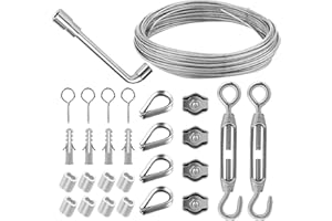 Delamiya 15m 2mm Drahtseil Edelstahl, 304 Edelstahl Drahtseil Spanndraht, Drahtseil Rankhilfe Set, Stahlseil Ummantelt mit ösen spannschloss für String Light Suspension wäscheleine gardinenseil