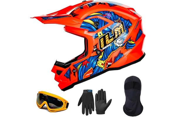 ILM Casque Moto Enfant Motocross Cycliste pour Garçon et Fille avec Lunettes Gants Masque ATV Off Road Go Kart Dot ECE Model Z705