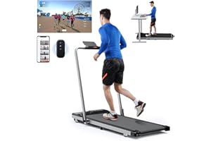 ‎LACUFFY Lacuffy Laufband für Zuhause, faltbar, übergroße Laufbänder für schwere Menschen, 110 x 40 cm, Raceable Walking Pad mit LED-Anzeige, max. 145 kg, Laufmaschine mit KI-Coach und Läuferspiel