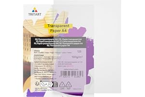 Tritart Transparentpapier Bedruckbar Weiß DIN A4 - Abpauspapier Pergamentpapier zum Bedrucken 125 Blatt 100g/m² - Architektenpapier Transparent Papier Bögen - Tracing Paper