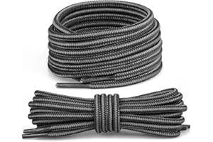 Wonkey Round Boot Shoe Laces - 2 PAIR - Durable Premium Shoe Strings 4 mm Thick Bootlaces, Outdoor, Hiking, Walking, Work Boots Strong Shoelaces