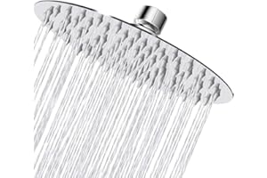 Rain Shower Head, 12 Inch Round High Pressure Showerhead, VIGIME Ultra-Thin Stainless Steel 304 High Flow Rainfall Shower Head with Silicone Nozzle - Chrome