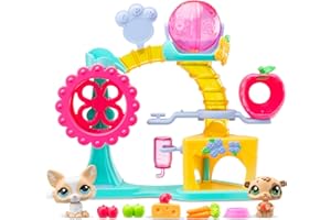 Bandai - Littlest Pet Shop - Coffret Fun Factory - Ensemble de Jeu Pet Shop avec 2 Animaux, décor et Accessoires - Coffret Jouet Animaux Mignons Chien et Hamster - Jouet Enfant 4 Ans et + - BF00519