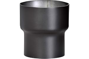 FIREFIX Raccord de transition R150/Ü8 (extension) pour tuyaux de fumée de 2 mm d'épaisseur, laqué noir, pour raccord de poêle de 120 mm à raccord mural de 150 mm