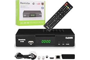 Romicta HD Receiver für Satelliten, Sat Receiver mit HDMI, DVB-S/S2, PVR, EPG, SCART, LAN, USB Mediaplayer, HDTV, YouTube, Wetter, Schwarz - HDTV Satelliten Receiver