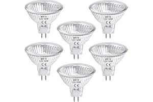 LedWekei Bombillas halógenas Gu5.3, bombilla halógena mr16 12v 50w, bombillas de luz blanca cálida regulables 2700K (paquete de 6)
