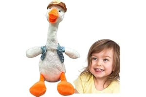 DARIICHA Dancing Duck Toy: Talking Singing Duck, Plush & Interactive Toy, Repeating What you Say and Dance for Endless Fun & Entertainment, Christmas and Decoration Piece, USB Rechargeable [White]
