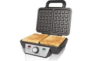 Quest 35950 Two Slice Deep Fill Waffle Maker/Non-Stick Hot Plates/Adjustable Temperature/Stainless Steel with Cool Touch Handle / 1000W