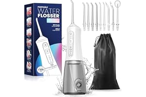 JTF Water Flosser Cordless for Teeth Portable Water Dental Flosser with 9 Nozzles 300 ML Water Teeth Cleaner Pick 4 Modes IPX7 Waterproof Oral Irrigator for Travel Home (Pink)