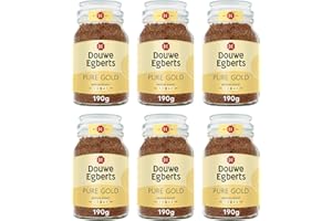 Douwe Egberts Pure Gold Medium Roast Instant Coffee 190g (Pack of 6 Jars, Total 1.14kg)