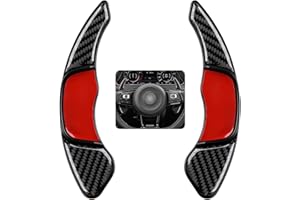 OYDDL 2PCS Auto Carbon Fiber Lenkrad Schaltpaddel Verlängerung Schaltwippen Aufkleber Cover Trim Kompatibel mit VW Golf 7 Mk7 GTE GTD GTI Jetta Polo Scirocco Dekor Ersatzsatz Extensions Zubehör (Schwarz)