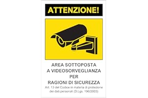 notlok Safety Work - Cartello Area Videosorvegliata [ 30 x 20 cm ] | Area Videosorveglianza Cartello in PVC - resistente agli agenti atmosferici | Cartello Videosorveglianza