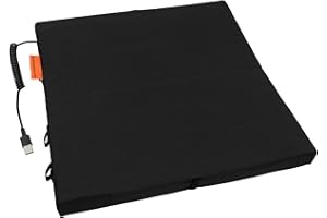 ‎BUMFIRE Bumfire Sitzkissen Beheizbar & Faltbar - Akku Heizkissen Kabellos mit USB Anschluss - Elektrisch Beheizbare Wärmekissen Sitzauflage Stadion, Camping, Rollstuhl, Outdoor Kissen - Schwarz - 35x35 cm