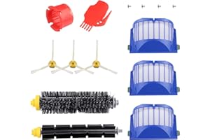 ARyee Kit de remplacement pour accessoires série 600 pour Roomba 600 620 630 650 660, filtres d'aspiration 3pcs + 1 brosse à poils + 1 brosse + 3 brosses à brosse latérale à 6 bras + 2 outils
